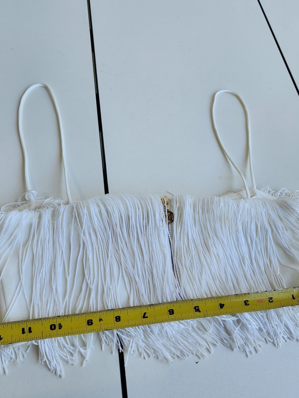 MESHKI Womens Sophia TOP MINI SKIRT SET Cream White Fringe Zip Sz XS - Picture 11 of 16